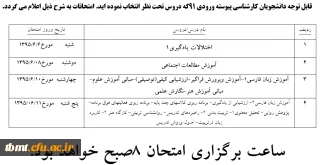 برنامه امتحانات  دانشجویان کارشناسی پیوسته ورودی 91که دروس تحت نظر انتخاب نموده اید.