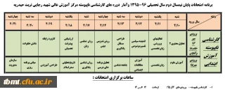 برنامه امتحانات پایان نیمسال دوم سال تحصیلی 96-1395 وآمار  دوره های کارشناسی ناپیوسته مرکز آموزش عالی شهید رجایی تربت حیدریه