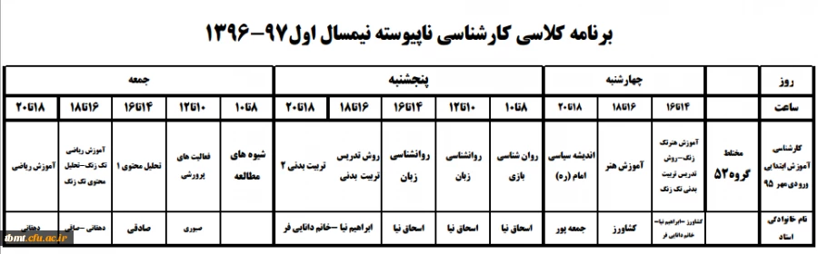 برنامه کلاسی نا پیوسته