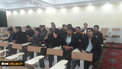 شرکت دانشجویان  پایگاه بسیج شهید فاضلی  دانشگاه فرهنگیان  واحد شهید رجایی تربت حیدریه در دانشگاه آزاد اسلامی تربت حیدریه به مناسبت هفته بسیج با سخنرانی دکتر بشارت . مورخه 96/9/4