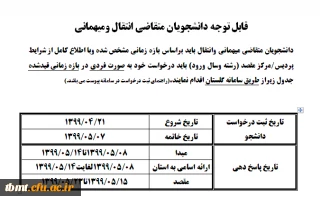 قابل توجه دانشجویان متقاضی مهمانی و انتقالی