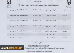 برنامه هفتگی استادان مشاور پژوهشی استان خراسان رضوی در سال 1400          2
